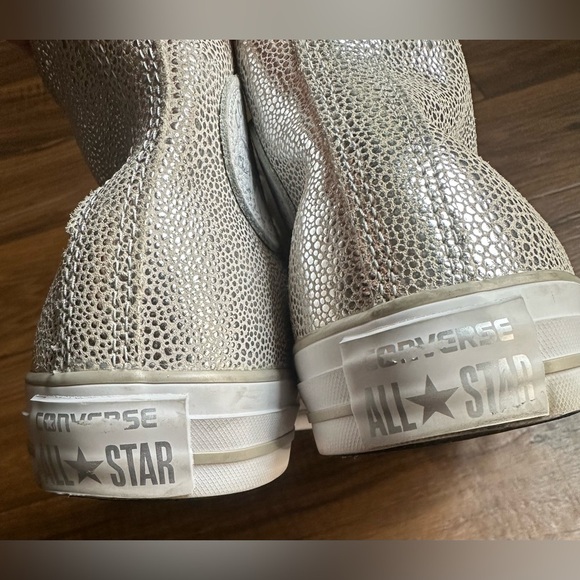 Converse Chuck Taylor All Star Hi Top Silver Metallic Sneakers Women's Size 9 - Picture 6 of 8